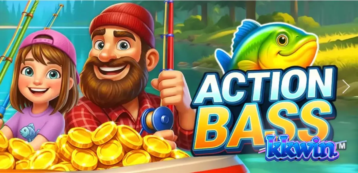 Tampilan visual slot Action Bass dengan tema memancing dan keluarga